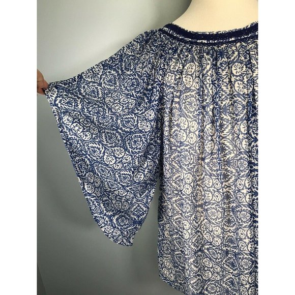 MING SUIT Women’s Blouse Size 8 Blue White Flowy - Picture 10 of 11